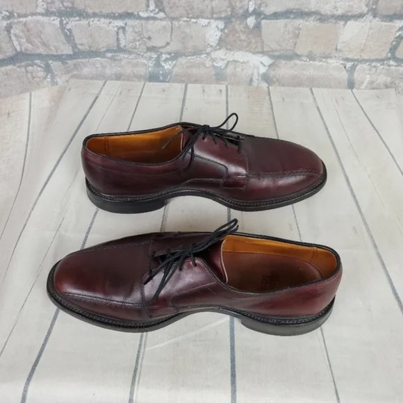 Allen Edmonds Hillcrest Burgundy Leather Lace Up Bicycle Toe Blucher Size 10D - Picture 4 of 16